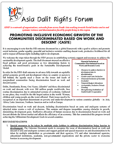 FfD3 Addis Position Paper